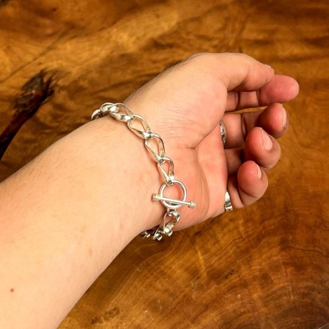 USヴィンテージ シルバー ウェーブリンク ブレスレット 925