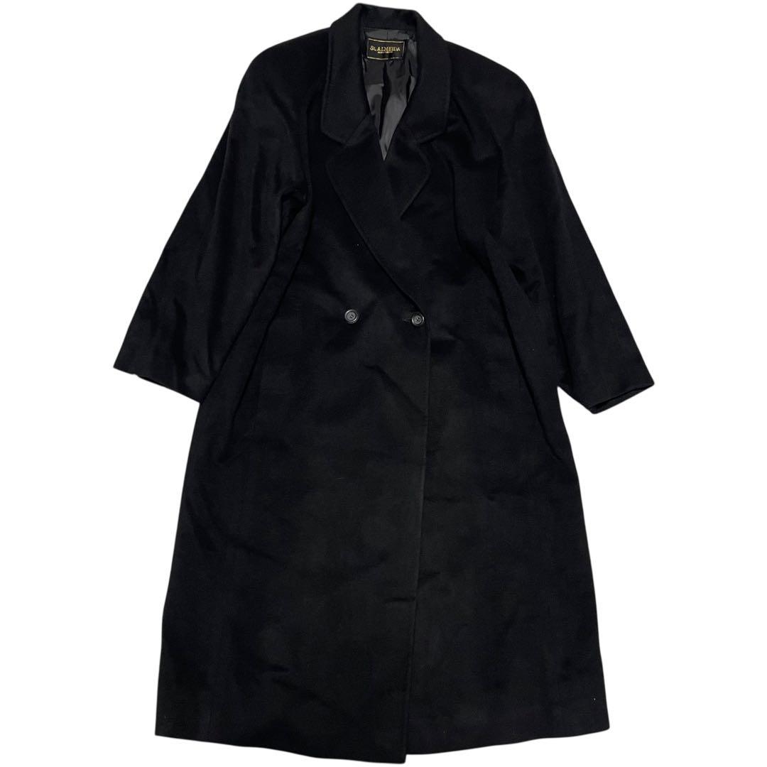 カシミヤ100%【St.ALMEIDA】美品マキシ丈ダブルチェスターコート 黒M