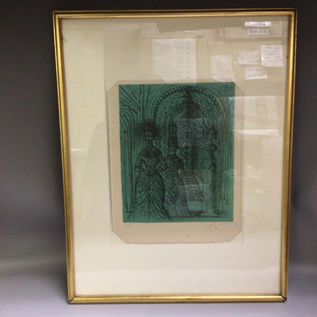 ★ジャン・カルズー リトグラフ　版画 金色フレーム