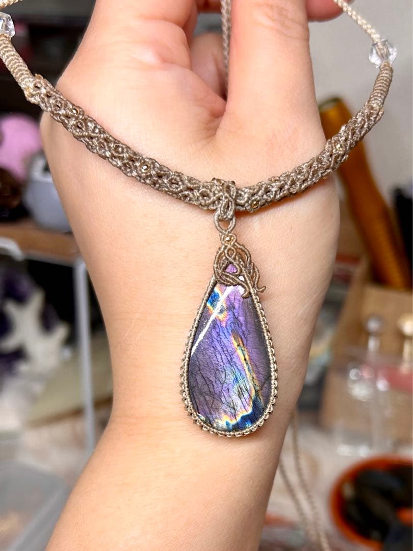 紫ラブラドライトチョーカー&ネックレス