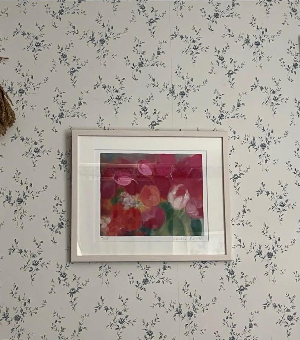 新品額入り　限定版画　直筆サイン・エディション番号・証明書あり　ジニー・キム　赤