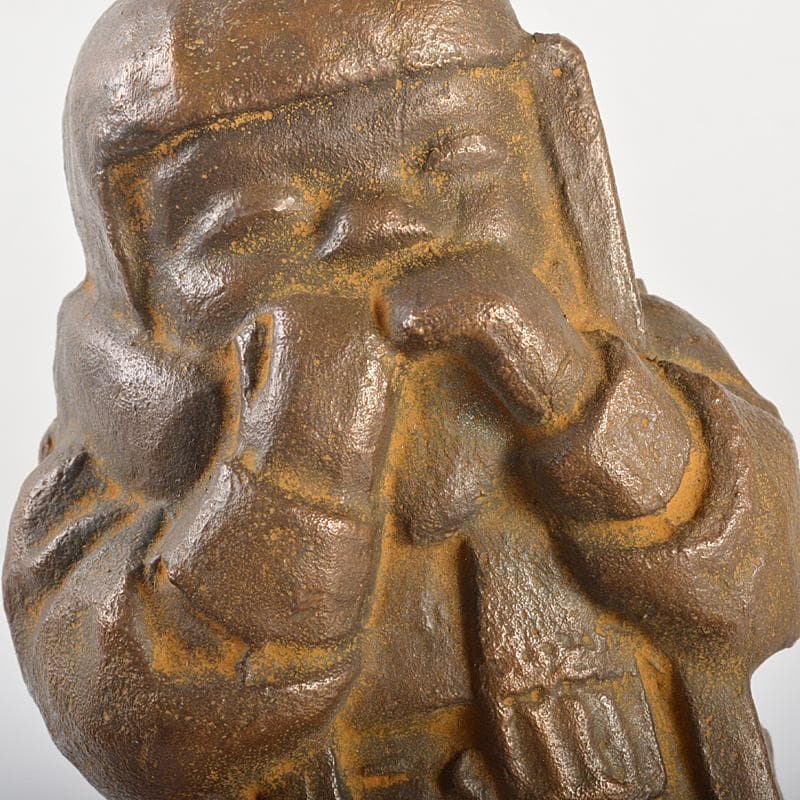 中国　鋳銅　冬晨　置物　箱付　C　6026