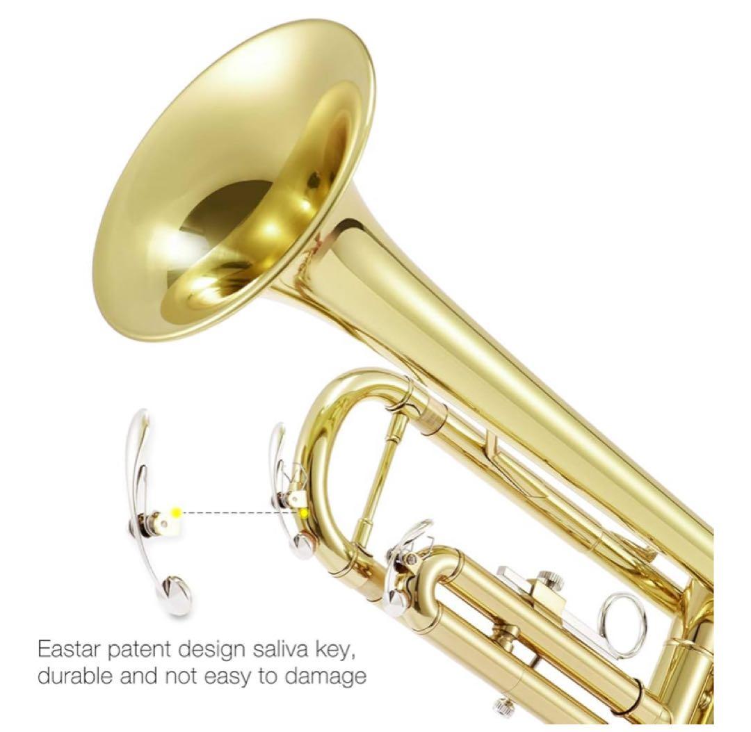 新品同様★Eastarトランペット一式ケース付 Bb調 初心者 ゴールド吹奏楽