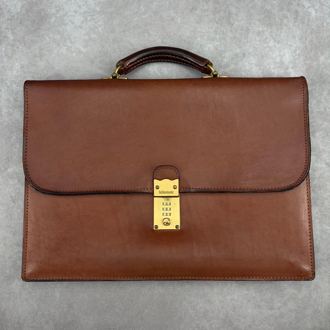 シュレスリンガー スリムブリーフケース ビジネスバッグ フルグレインレザー 本革