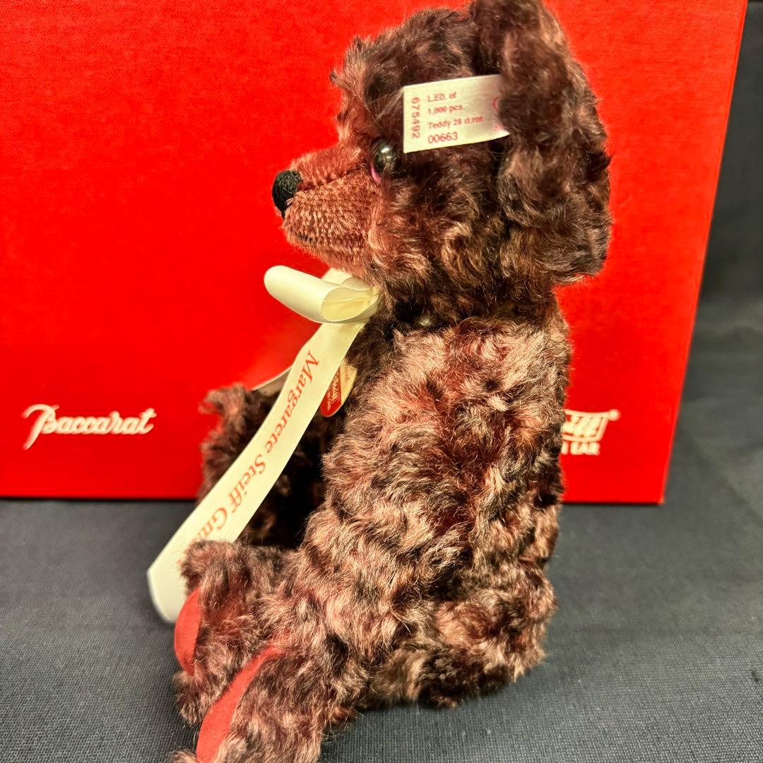 138-25 シュタイフ バカラ コラボ ペンダント付 テディベア ボルドー