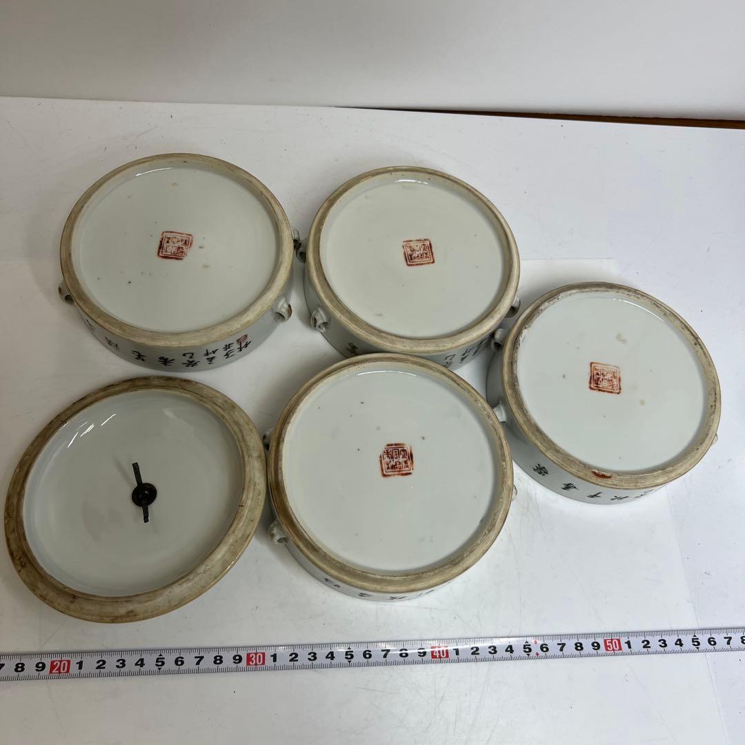 中国清時代　粉彩　四段重　高さ約18㎝　木箱付　トコオ　東さ8-0126☆2F