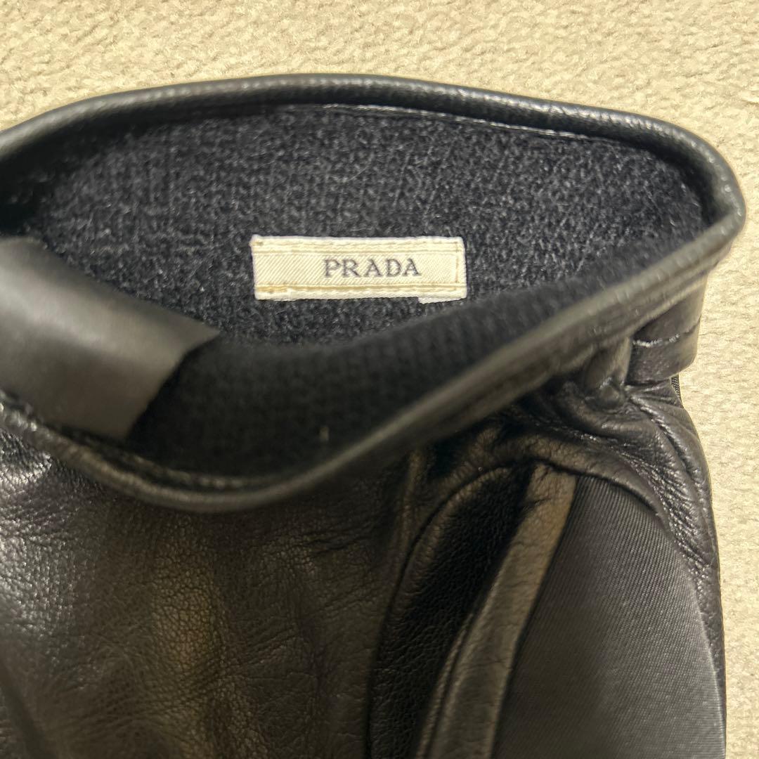 PRADAレザー ブラック 裏地カシミアサイズ9