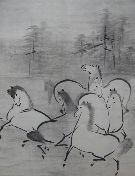 狩野芳崖、牧馬図、希少な額装用画集より、新品高級額装付、状態良好