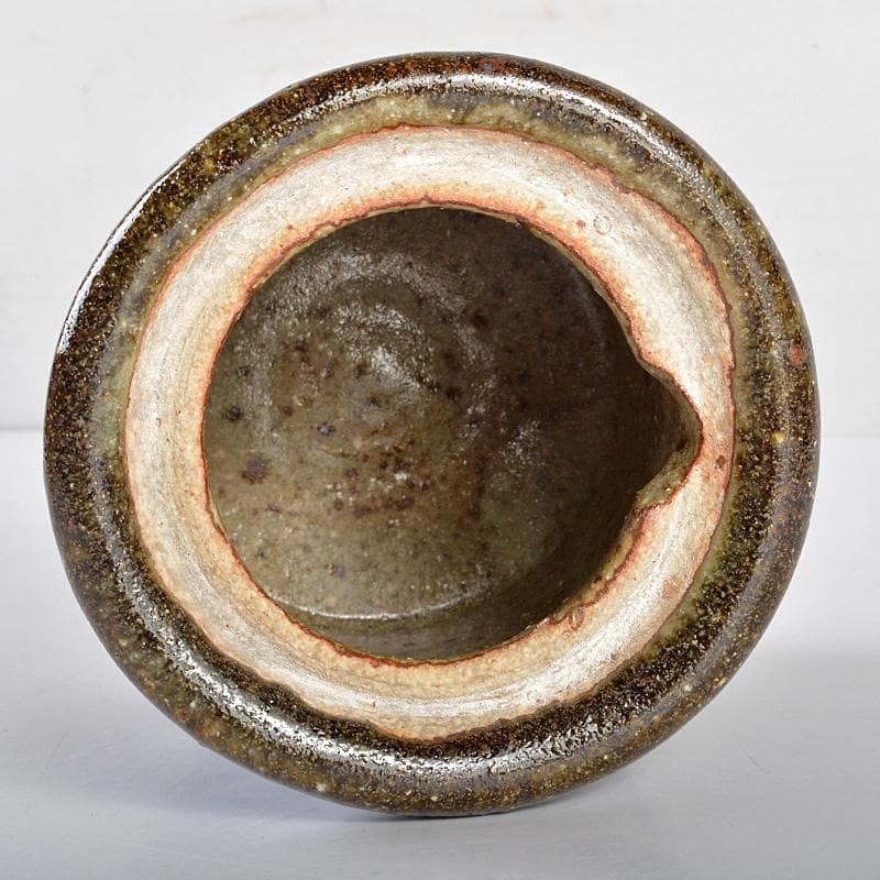 茶道具　瀬戸焼　加藤重高作　斑釉　蓋物　共布共箱　M　R7535