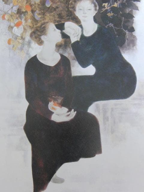 山下保子、【秋の気】、希少画集画、新品高級額 額装付、状態良好