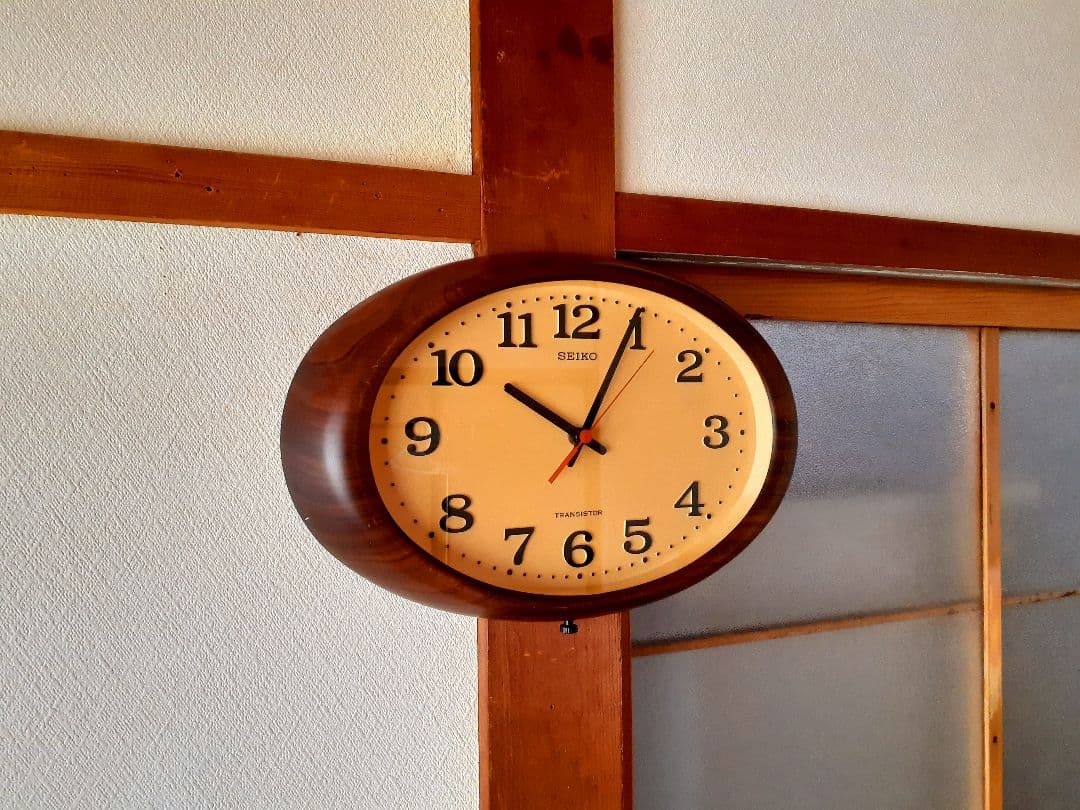 70's　SEIKO　掛け時計　ミッドセンチュリー　ビンテージ　オーバル