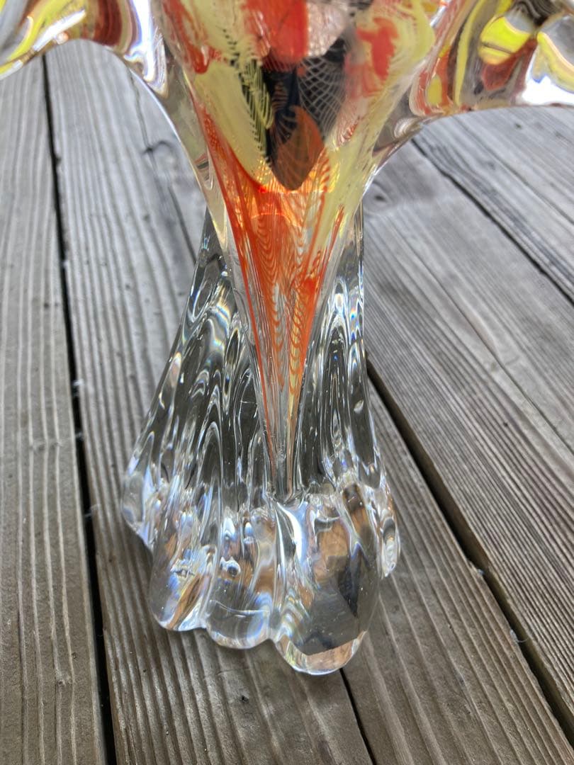 【レア物】ガラスアンティーク 孔雀 彫刻 インテリア