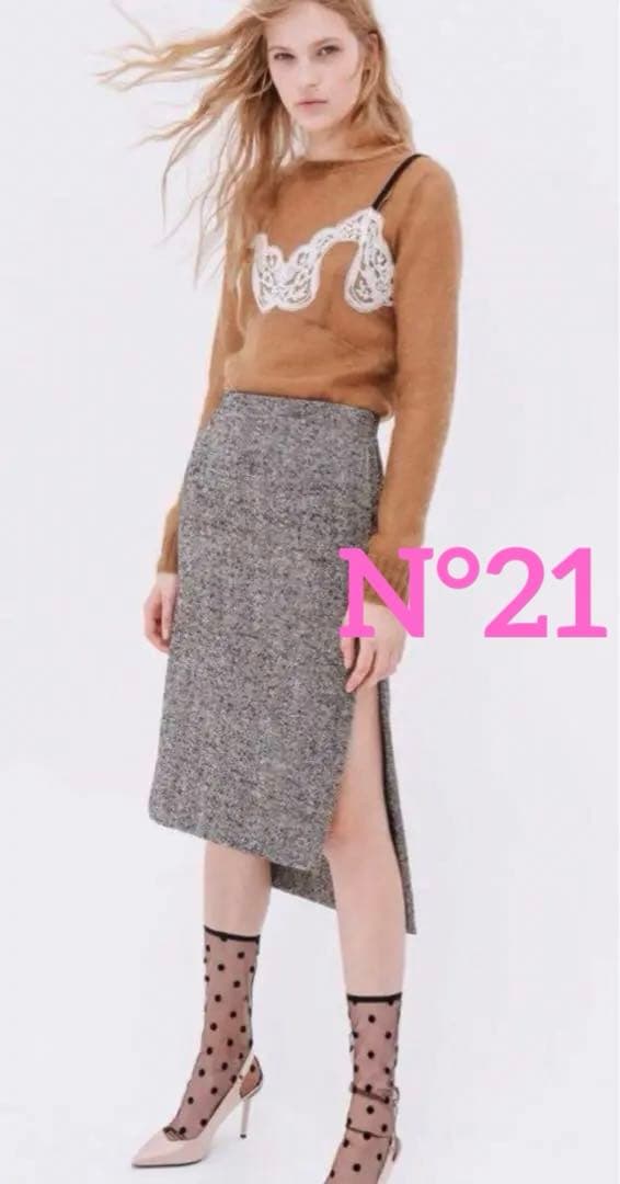 ツイードスリットスカート　ヌメロヴェントゥーノ