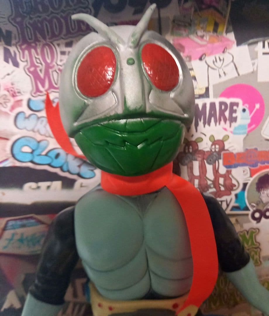 仮面ライダーソフビ 当時物 スタンダード✨面とれ✨昭和レトロ✨比較的美品✨一本線