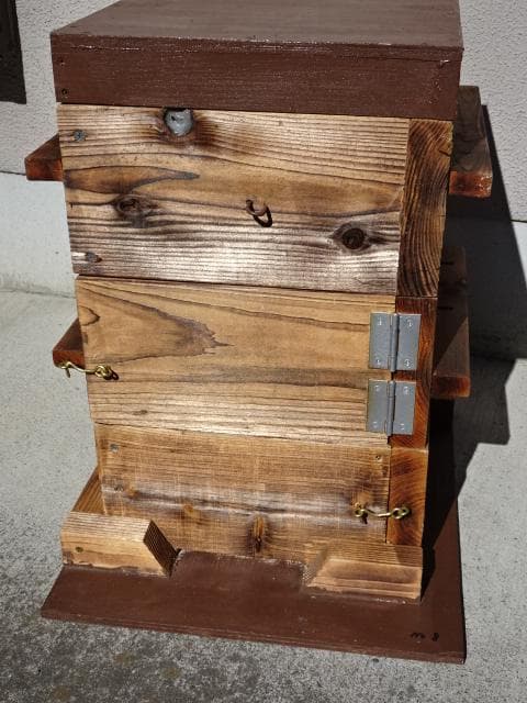 分蜂間近！！観察用窓付き、サイドドア開閉式、日本蜜蜂巣箱、日本ミツバチ巣箱、