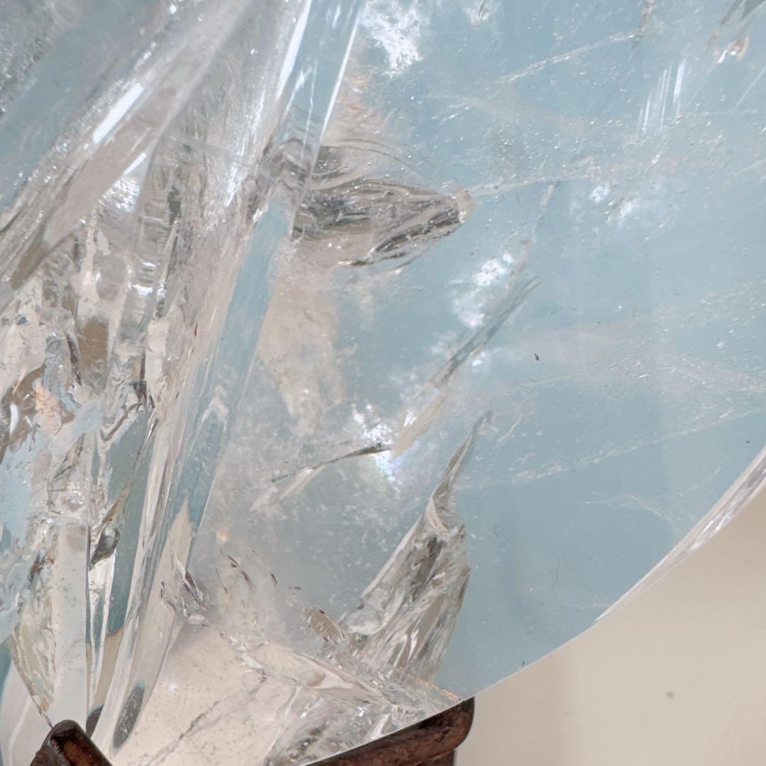 天然水晶★アーモンド型オブジェ★透明水晶★レインボー入り★台座付き★天然石★置物