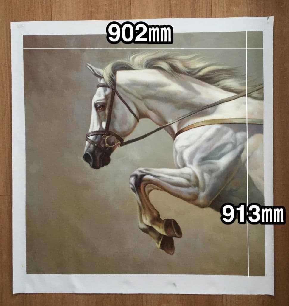 アクリルの絵 馬 油彩 動物絵 肉筆保証