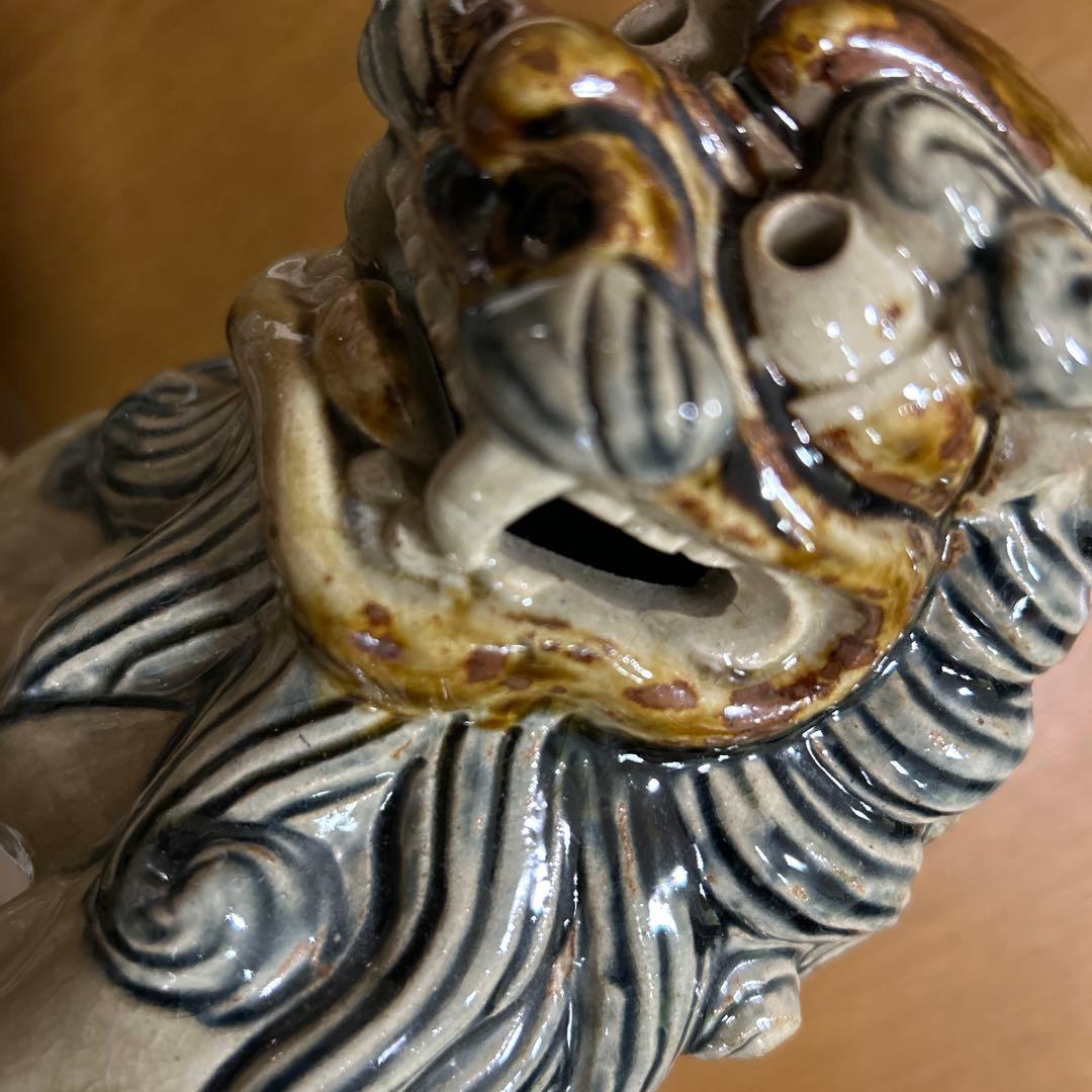 シーサー獅子の陶器像 2体セット