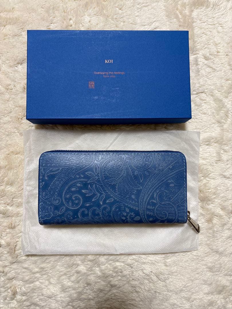 BAGGY PORT KOI 藍染レザー 長財布 ペイズリー柄 本革