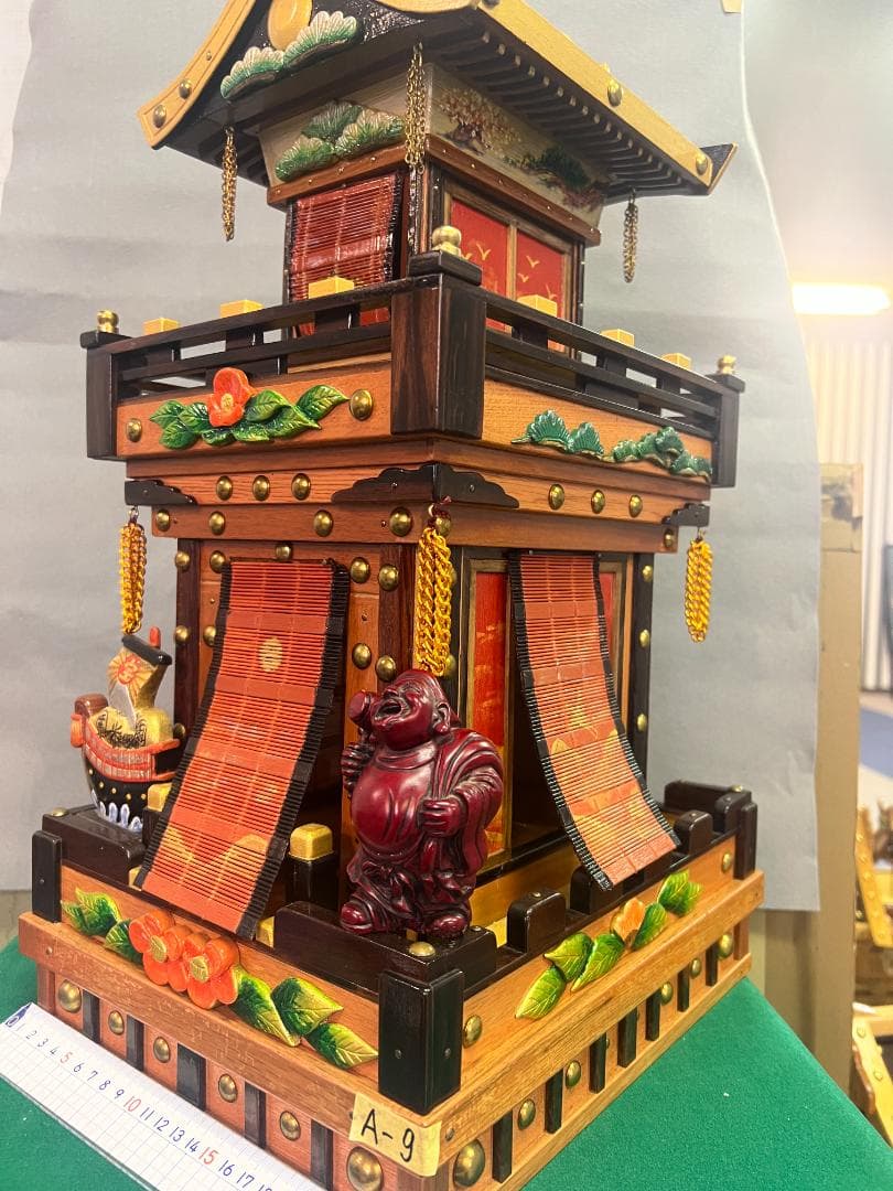 【独法師】A-9 手製山鉾　笠鉾　社殿　拝殿神具神棚　手造レア1点物