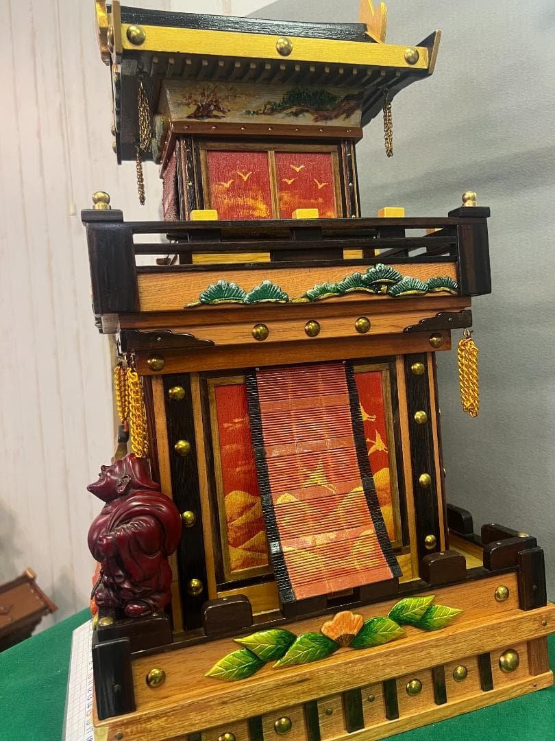 【独法師】A-9 手製山鉾　笠鉾　社殿　拝殿神具神棚　手造レア1点物