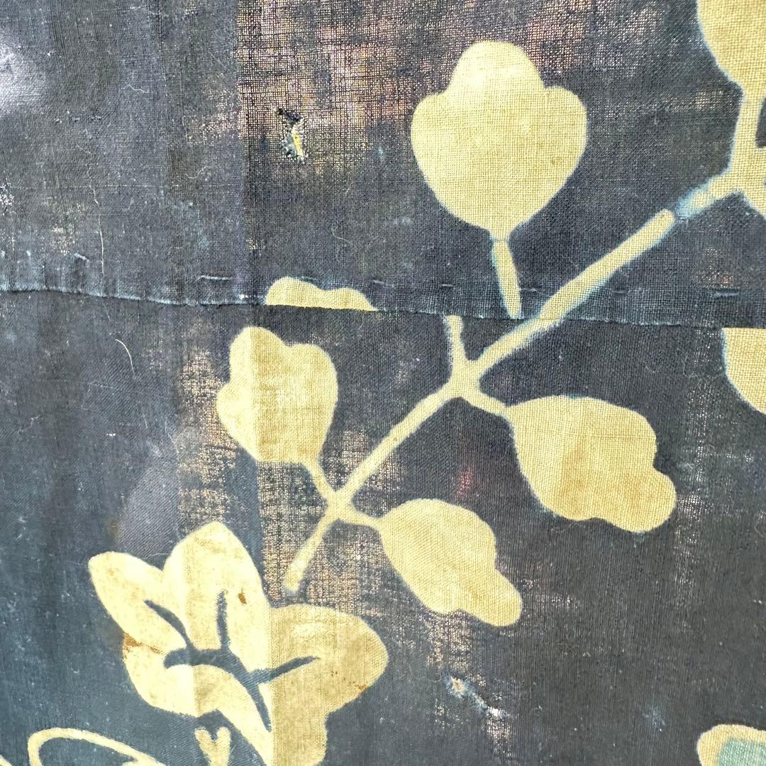 2168様感謝‼️明日につなぐ古布　桐花扇面TSUTSUGAKI筒がき藍染大風呂敷