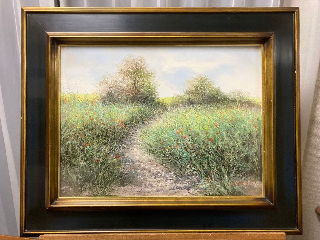 油彩 肉筆(仮)山路にて 【J C Cubaynes】フランス人作家 印象派風