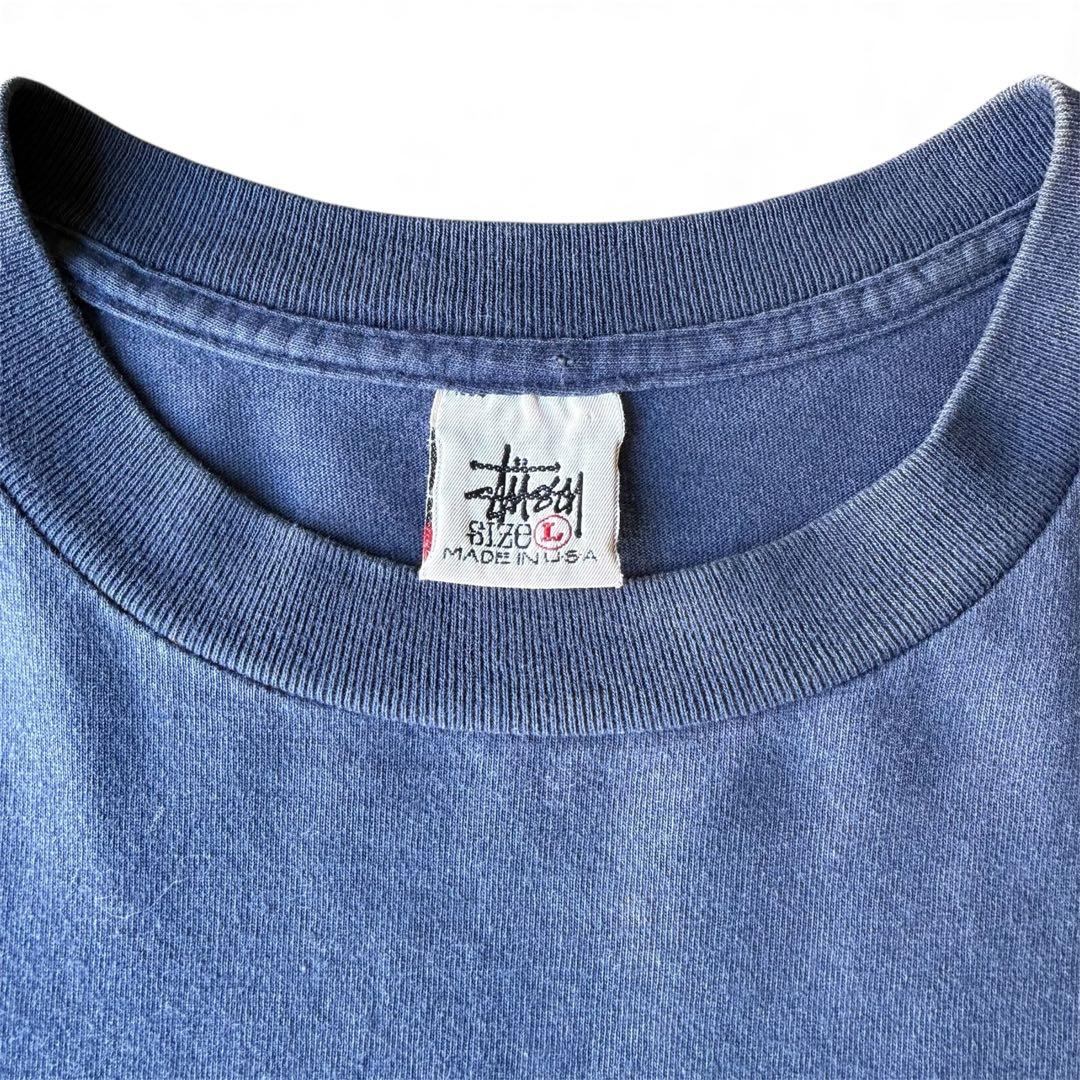 90's STUSSY 白タグネイビー 長袖Tシャツ ロンティー L USA製