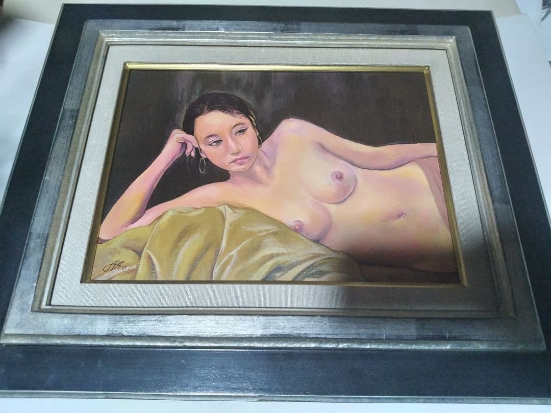 森本草介、絵画、油彩4F、裸婦NudeWoman、高級額縁、肉筆、高塚省吾。