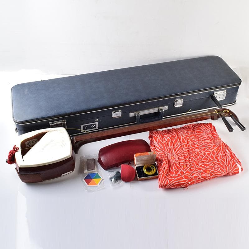 和楽器　弦楽器　菊忍　唐木紫檀棹　三味線　PAT.J刻印　M　R8103B