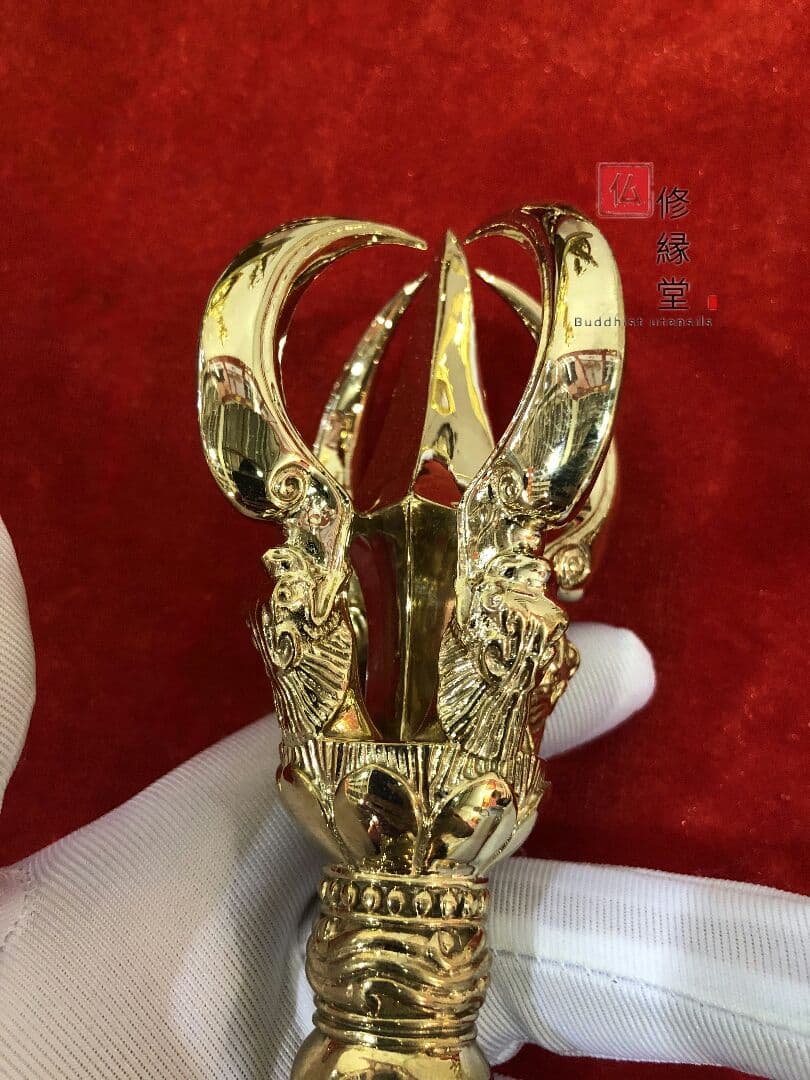 真言宗法具 法器 大理国五鈷杵 金剛杵 真鍮製 21cm