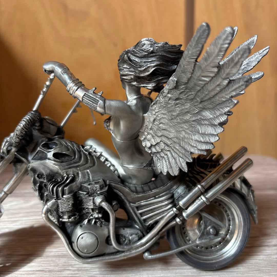 金属製　バイク　天使　フィギュア　模型　ピューター