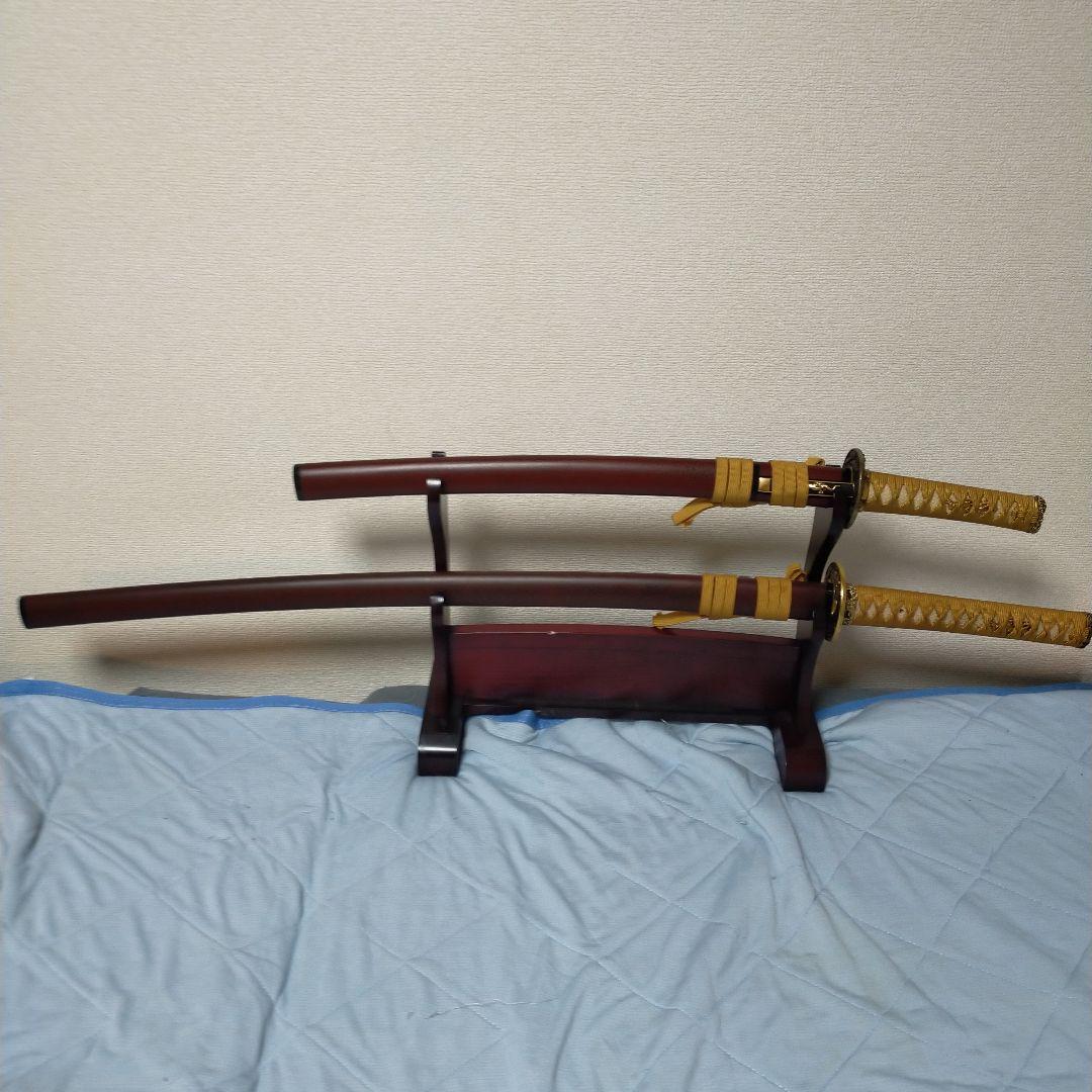 居合刀　模造刀　日本刀　大小二本　刀剣　打刀　脇差　小柄　龍　梵字　彫刻　鮫皮