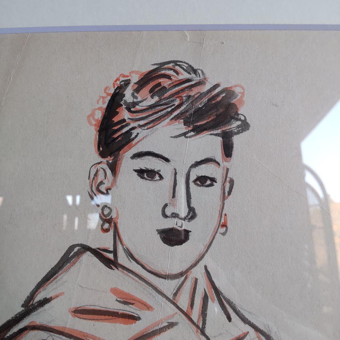 伊東深水　真筆作品　女性像スケッチ