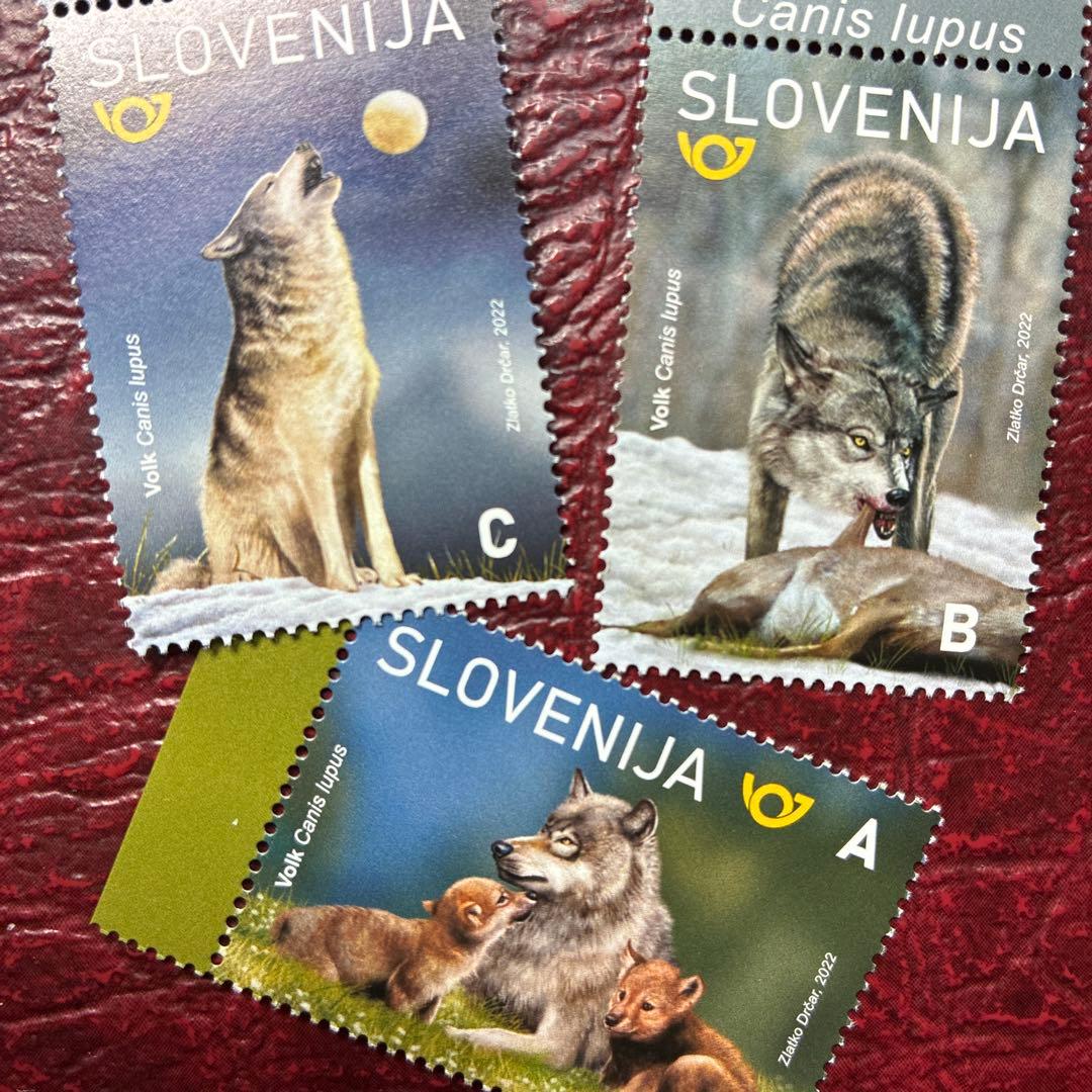 76814セール現品限　外国切手　スロベニア発行オオカミ3種揃