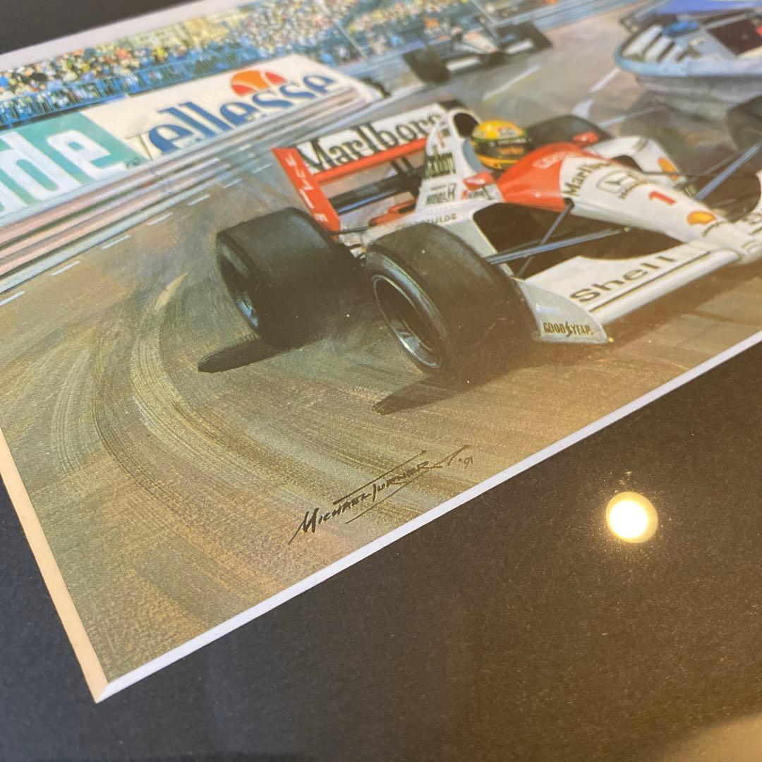 アイルトン・セナ マクラーレン・ホンダ MP4/6 モナコGP イラスト 額装品