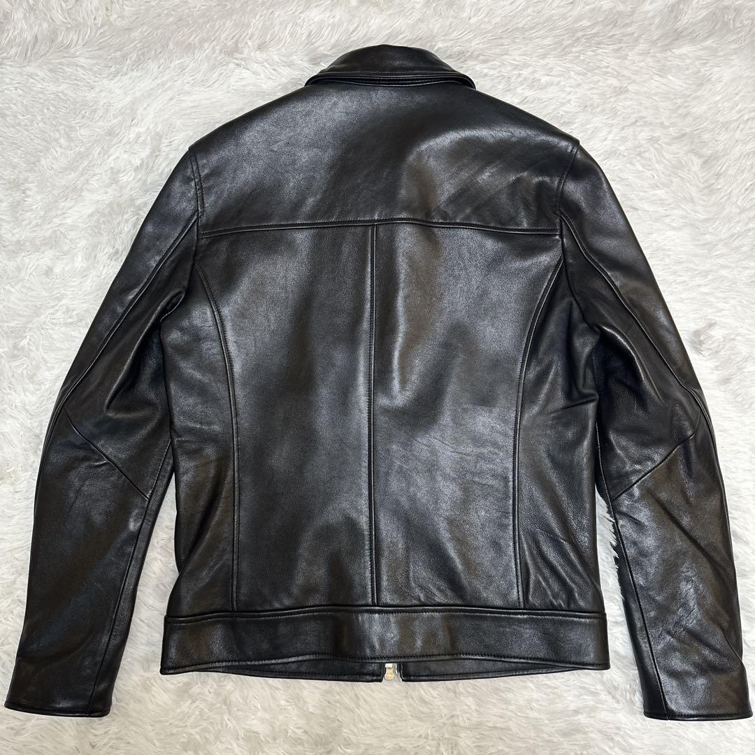 ⭐️極美品ナノユニバース　ラムレザー　シングルライダースジャケット　黒　L