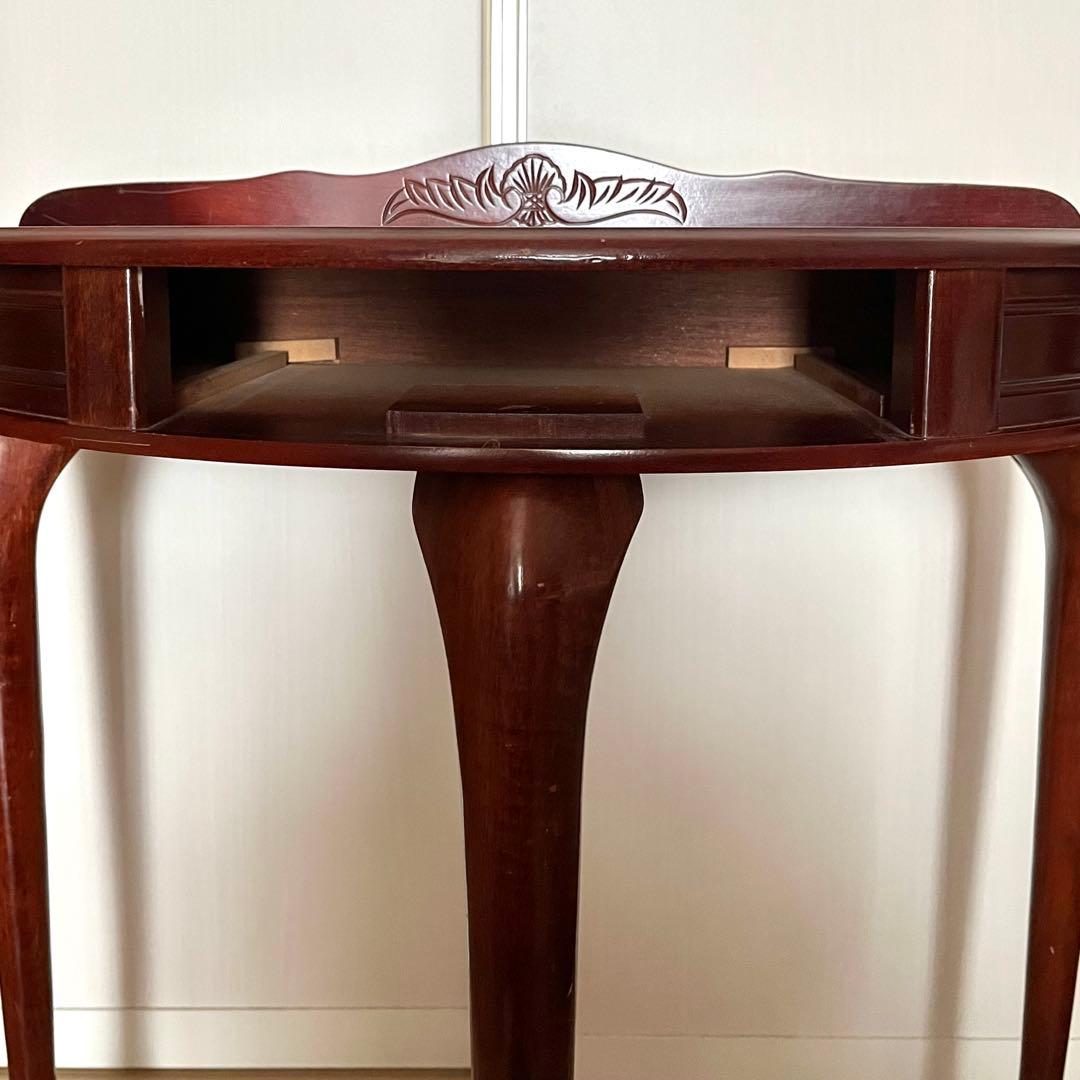コンソールテーブル　引き出し付き　猫脚　ハーフムーン　半円　花台　アンティーク