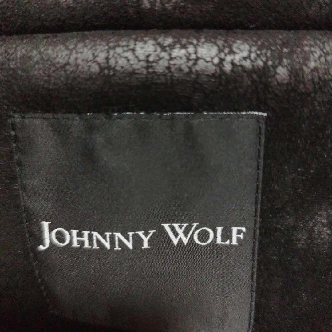 美品　JOHNNY WOLF　豹柄　BIGフーデッドロングライダースコート