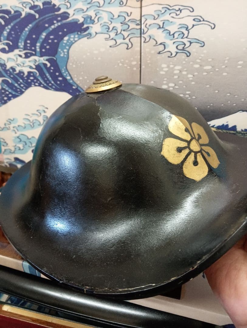 江戸時代中期〜幕末期頃上級武家時代本歌八幡座付桔梗御家紋入大名陣笠当時物難有り品