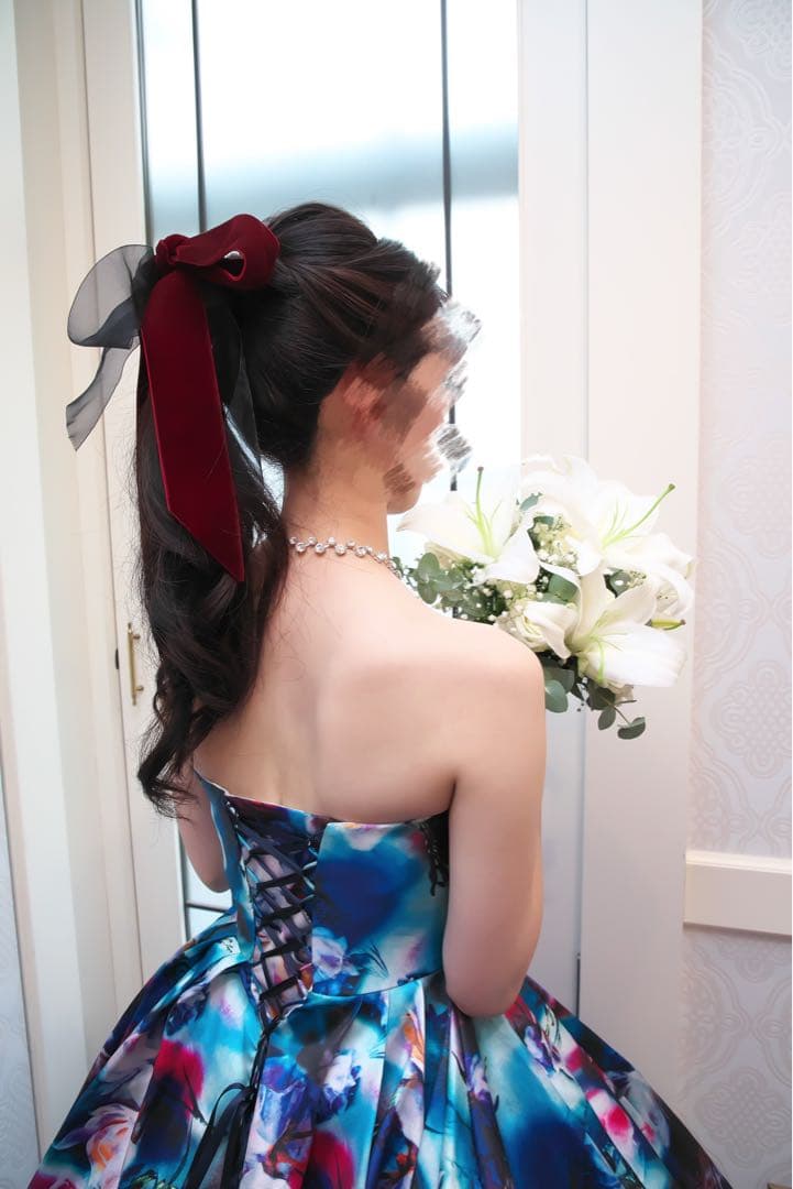 カラードレス ブルー フラワー　蜷川実花風