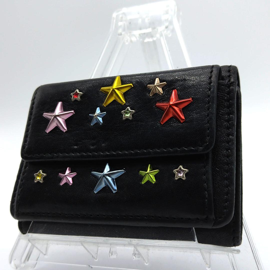 希少 ジミーチュウ 10周年限定品 3つ折り財布 クリスタル ブラック スタッズ