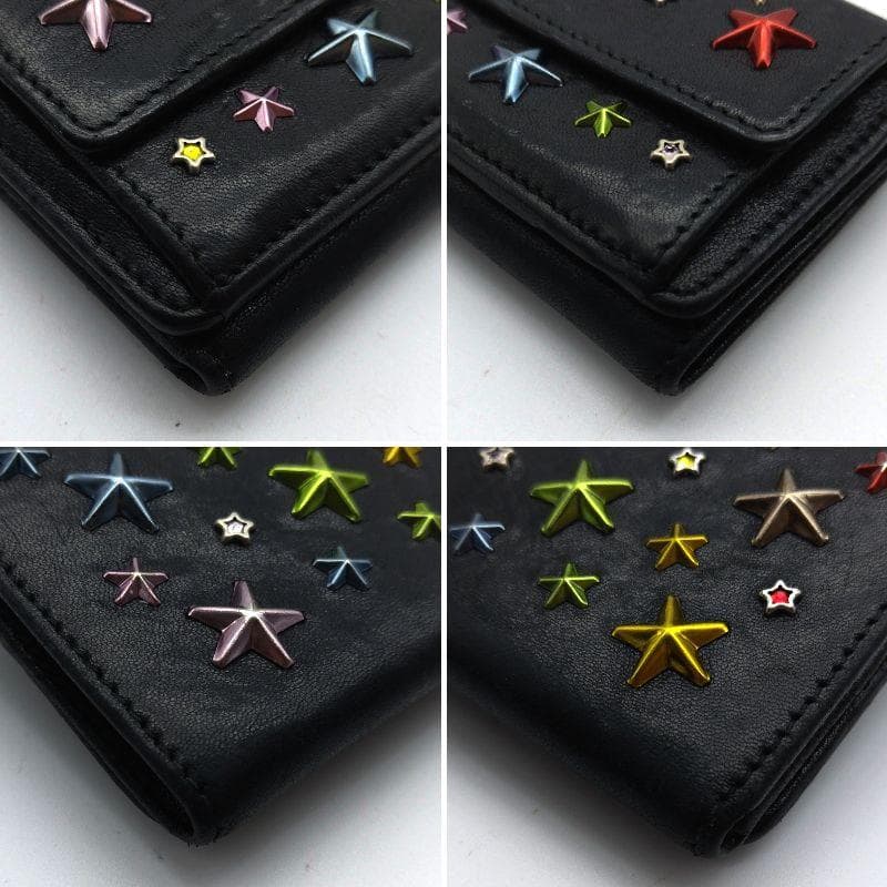 希少 ジミーチュウ 10周年限定品 3つ折り財布 クリスタル ブラック スタッズ