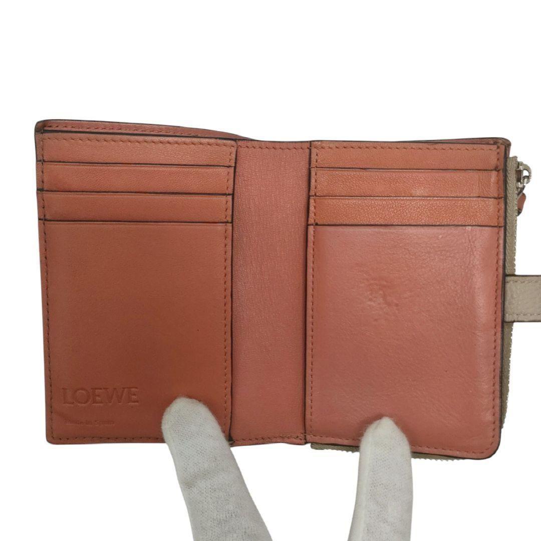 ロエベ　折り財布　スリムジップバイフォールドウォレット　アナグラム　ベージュ