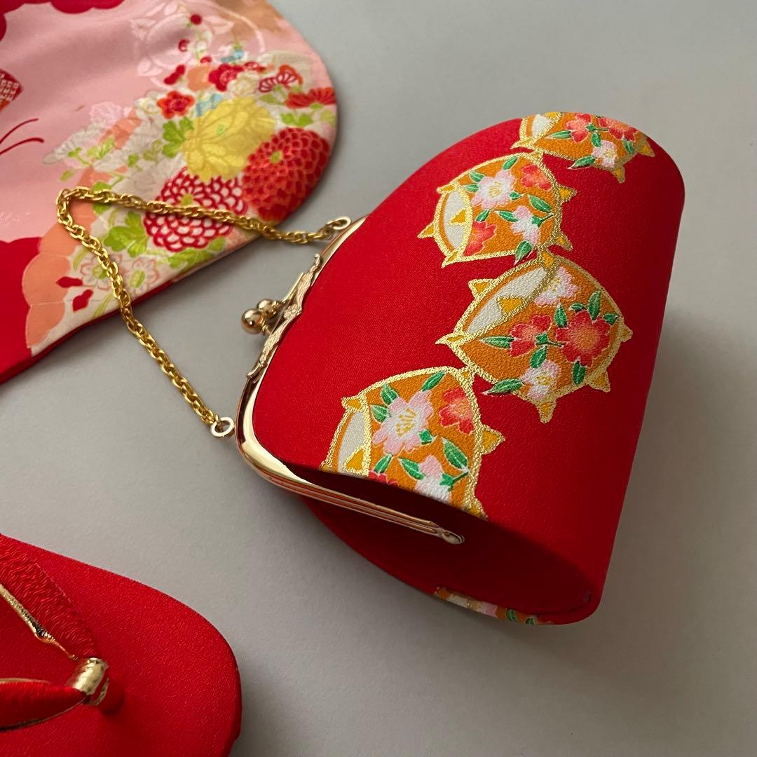 七五三　アンティークお着物セット　３歳〜　作り帯コーデ　髪飾り付き