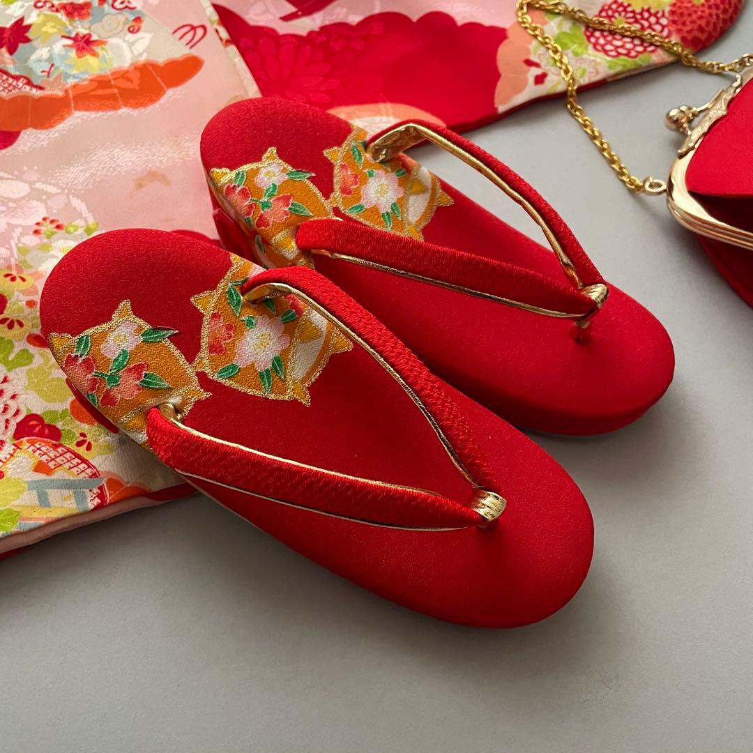 七五三　アンティークお着物セット　３歳〜　作り帯コーデ　髪飾り付き