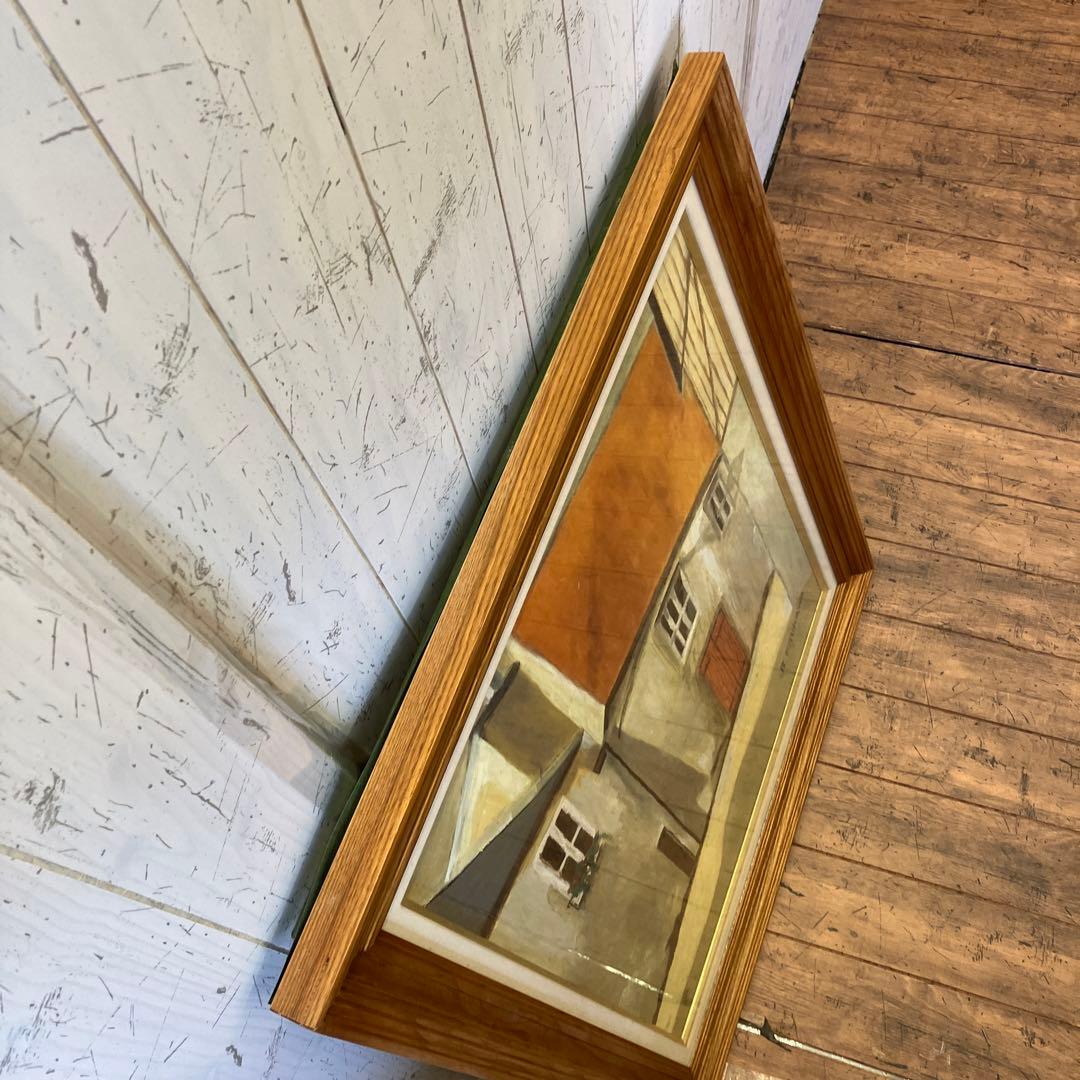 R.FRUKAWA 油彩画 油絵 家 街並み 建造物 絵画 アート 芸術