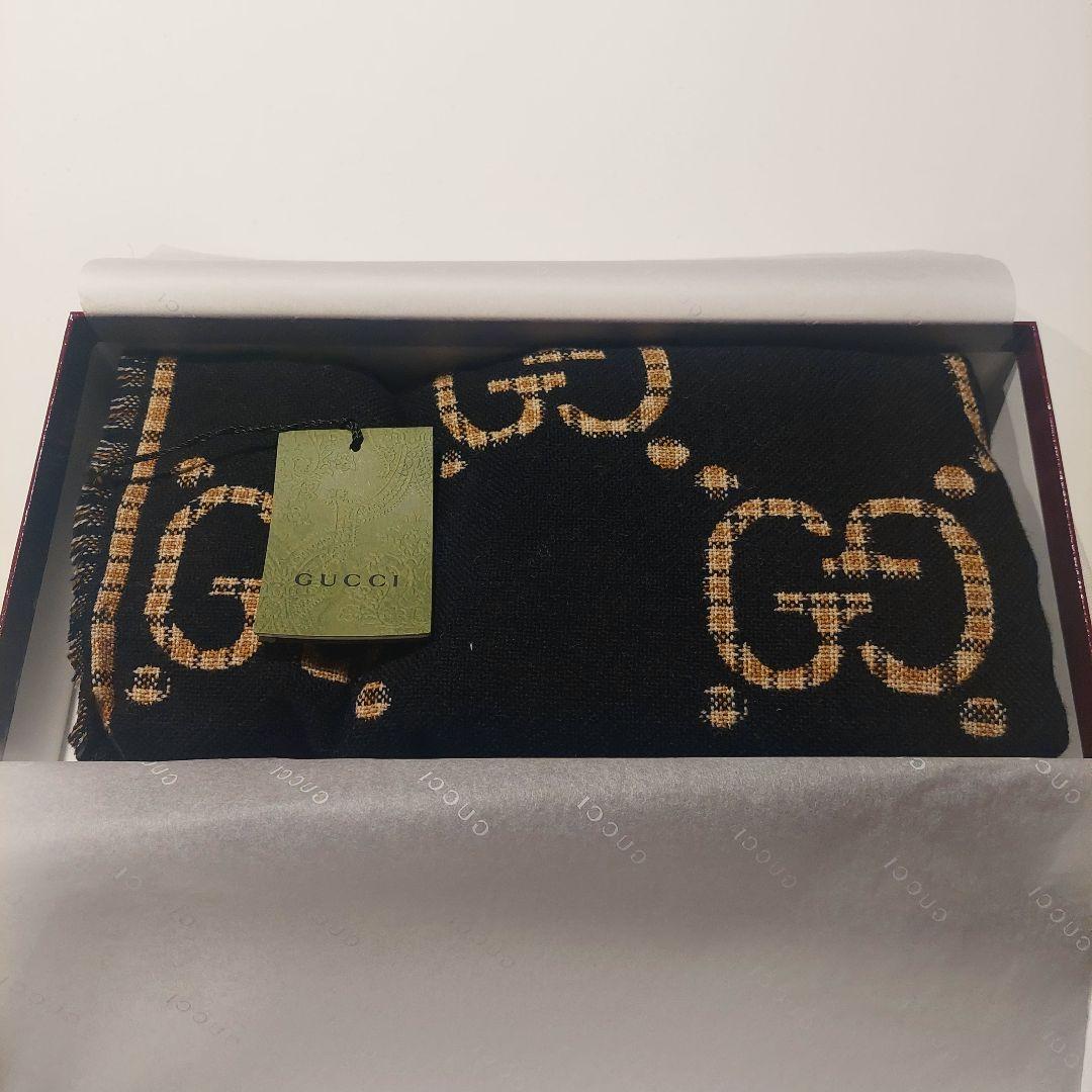 【新品】GUCCI GGロゴ マフラー ギフト チェック GG ウール 箱付き