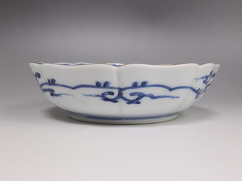 大聖寺伊万里 　染錦　牡丹に巻物の図　膾皿　４客　C135A- ALg