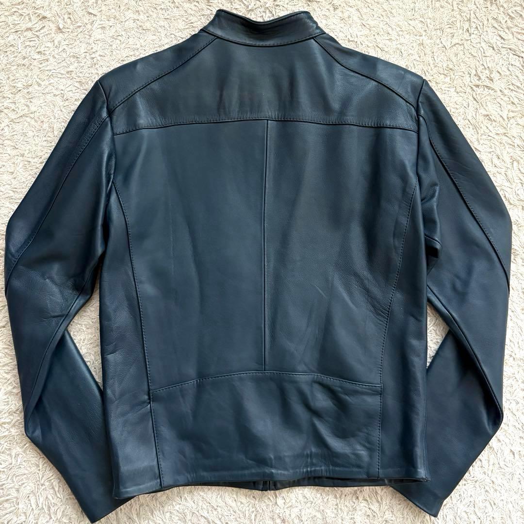 ★本革★ D'RUMI シングル ライダース ジップアップ メキシコ製 ネイビー